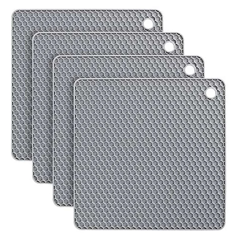 

4 Pieces Of Silicone Table Mat Non-Slip Heat Insulation, Honeycomb Kitchen Table Mat, Multi-Purpose Heat Pad
