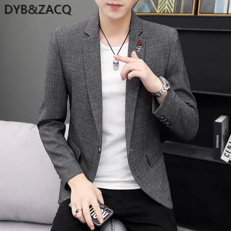 

DYB&ZACQ Men's suit single top young and middle-aged Korean version slim handsome trend British style casual suit men's coat