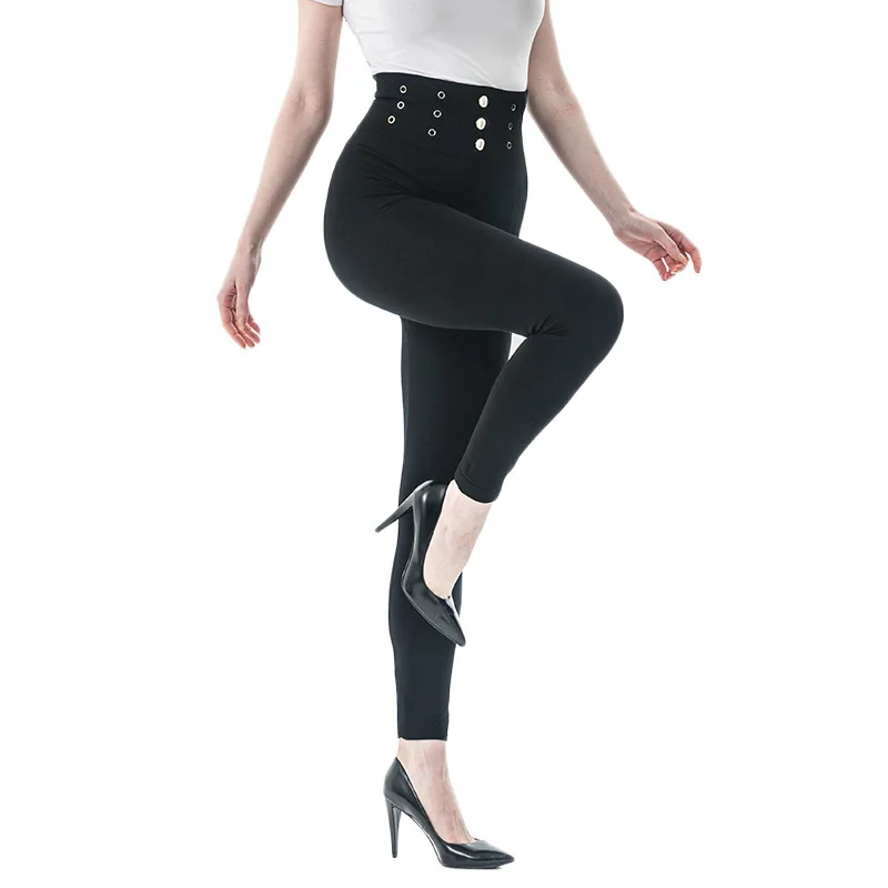 

Modal Black Leggings Women Tight Pants Women High Waist Abdomen Seamless Leggings Fashion Metal Decoration Women's Leggings