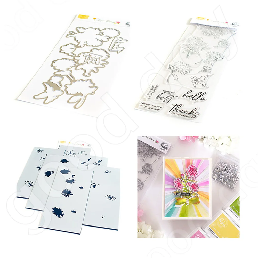 

Chrysanthemum Cutting Dies Stamps Stencil Scrapbook Diary Decoration Embossing Template Diy Greeting Card Handmade 2023 New