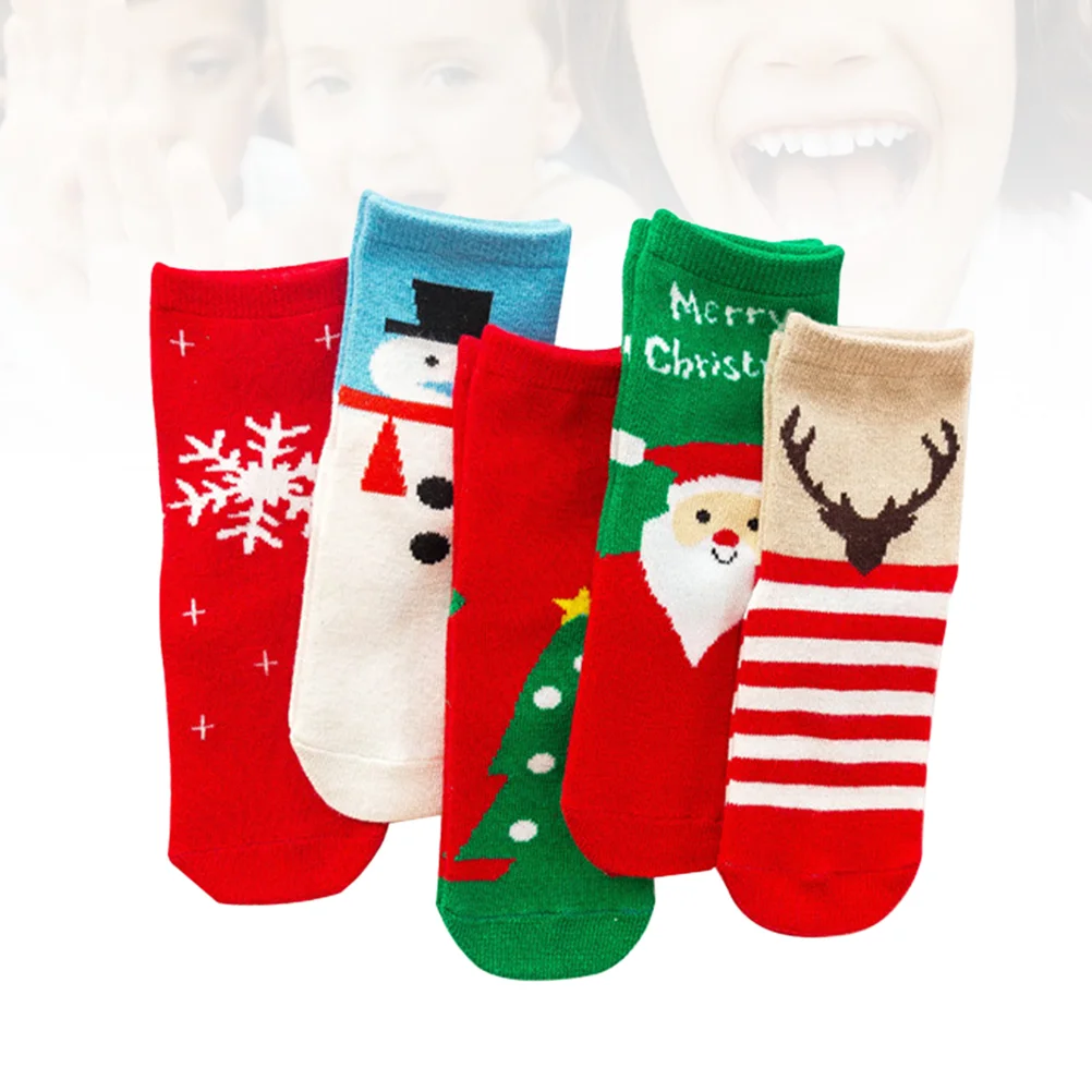 

5 Pair Infant Toddler Kids Christmas Holiday Winter Warm Socks Xmas Festival Socks for Children Boys