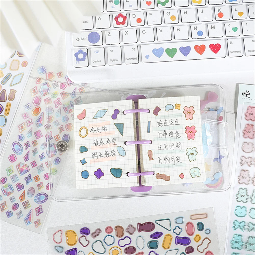 

Cute Cartoon Crystal Stickers Creative Star Moon Bear Sticker DIY Scrapbooking Journal Planner Decorations Kawaii Stationery