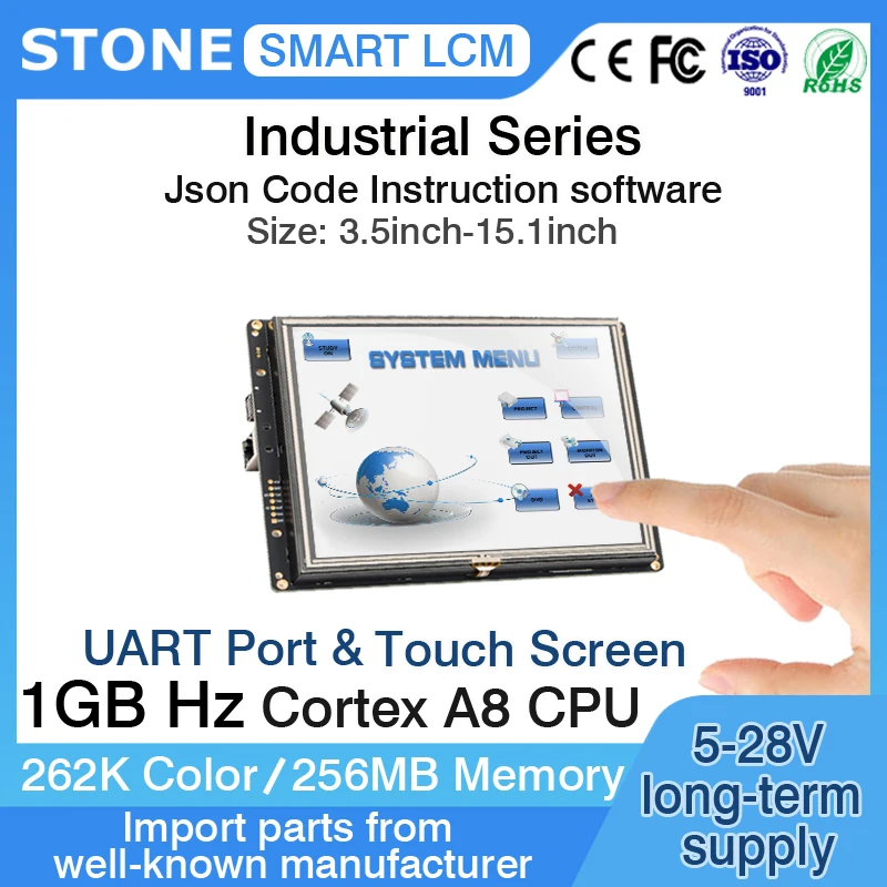 

5.0 inch Resistive Industrial Touch Screen with Program + Controller Board + RS232/ RS485 /TTL Port