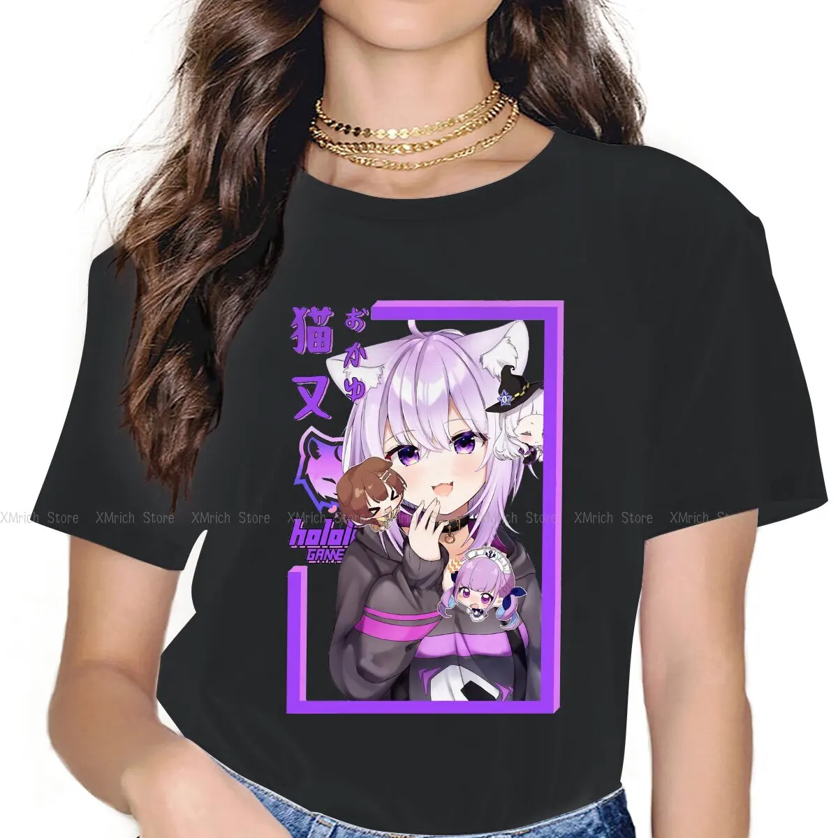 

Nekomata Okayu Feminine Clothes Hololive VTuber Oversized T-shirt Kawaii Vintage Female Clothing