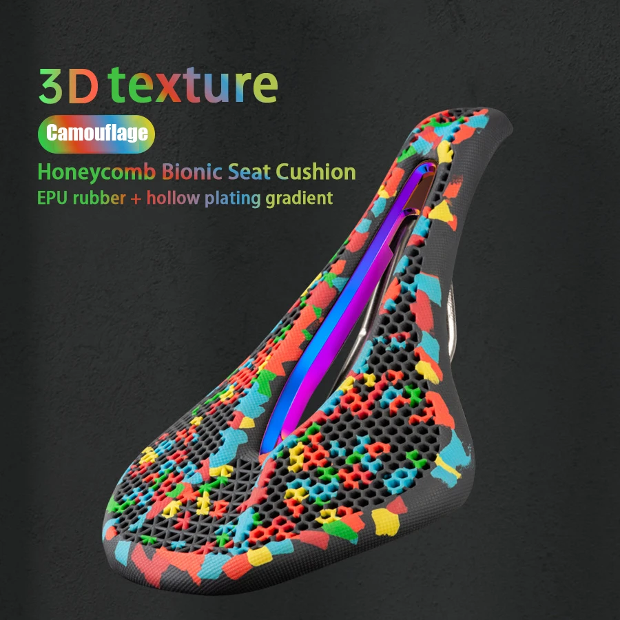 

PROMEND NEW MTB 3D Saddle Camouflage Texture Honeycomb Bicycle Seat Breathable Lightweight Strong Durable Wear-resistant Cushion