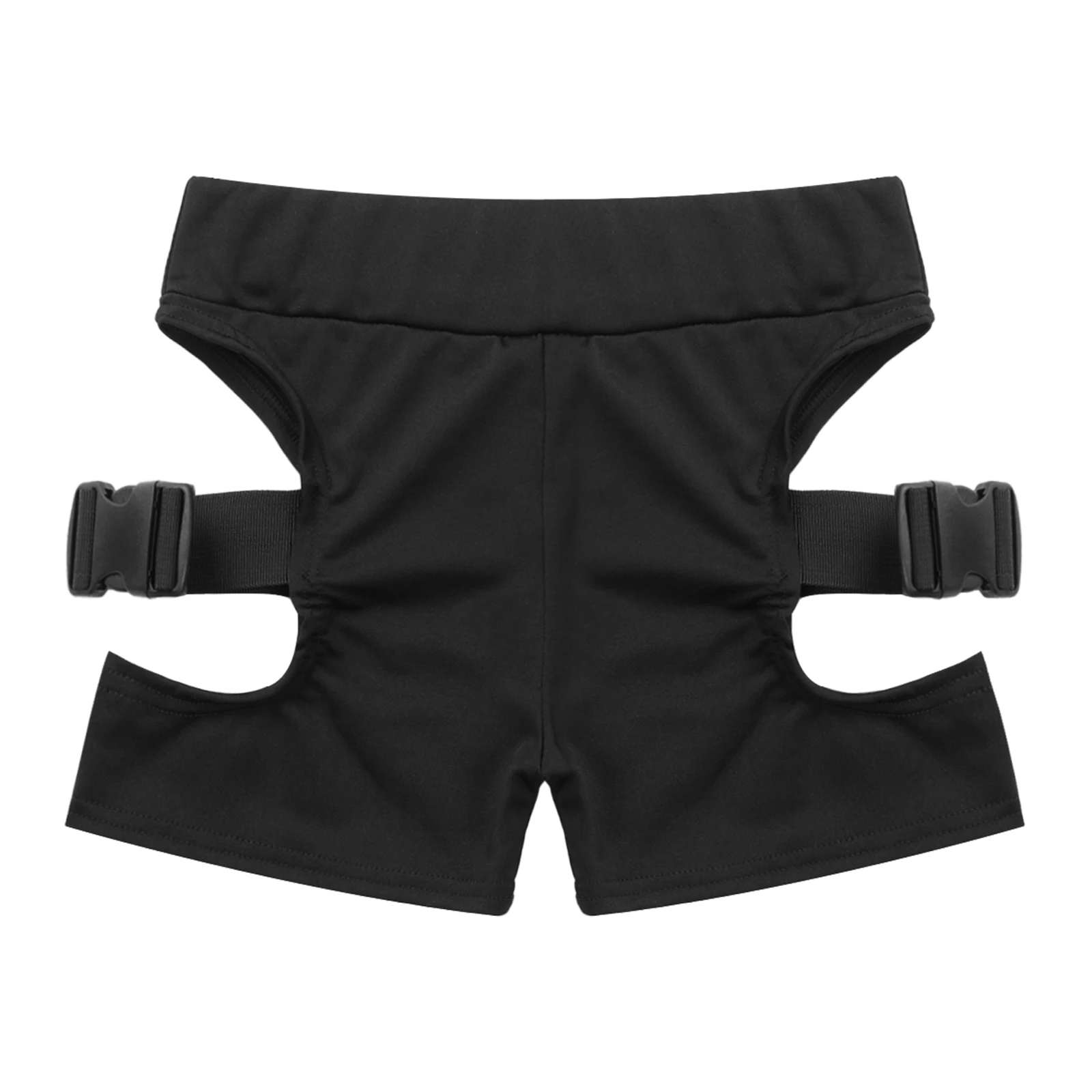 Black Women Sexy Hollow Out Cutout Side Gym Fitness Shorts Plastic Release Buckles Designed Shorts Fashion Hot Pants Clubwear