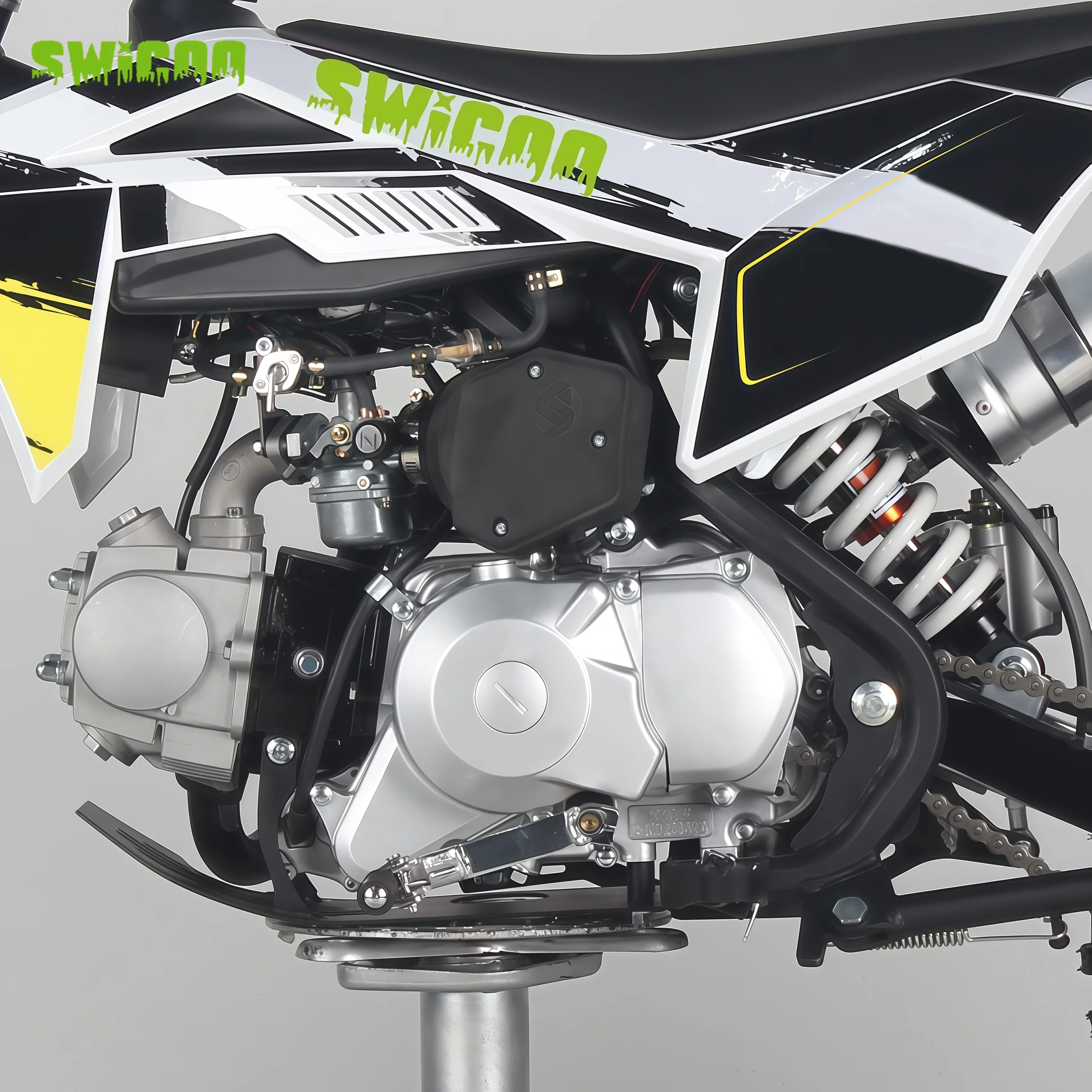 Фото Мини-мотоцикл MotoKids MotoSWICOO High Performance HS110, 4-тактный, с воздушным охлаждением, для бездорожья, легкий дизайн, для дикой местности №5
