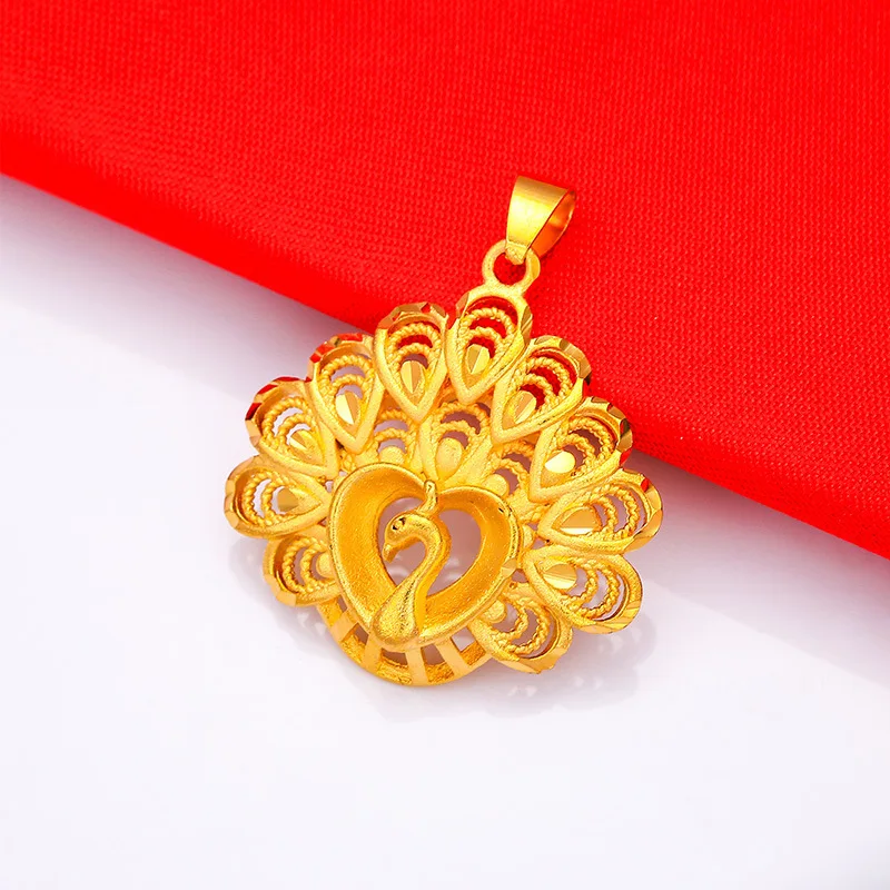 Подвеска в виде павлина из чистого 18-каратного золота для женщин подвеска без