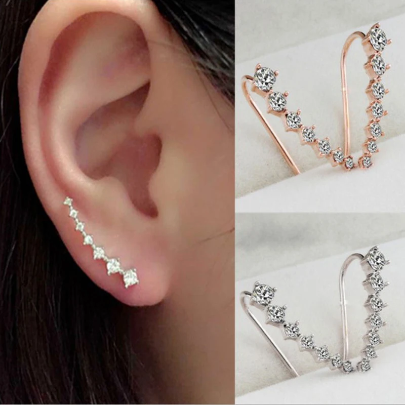 

Personality Simple Fashion Ladies Wear Jewelry Innovative Fashion Earrings A Row Of Seven Stars Decorative Stud Earrings