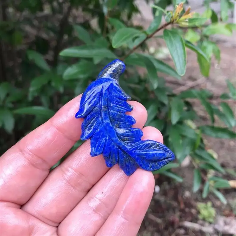 

Natural Gemstone Lapis Lazuil Feather Carving Healing Crystal Figurines Reiki Stones Home Room Decoration 1pcs
