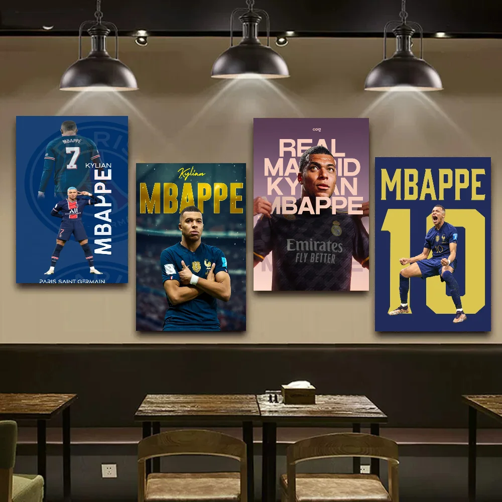 K-Kylian M-Mbappe Классический Винтажный Постер Со Звездами Футбола HD Печать На Белой