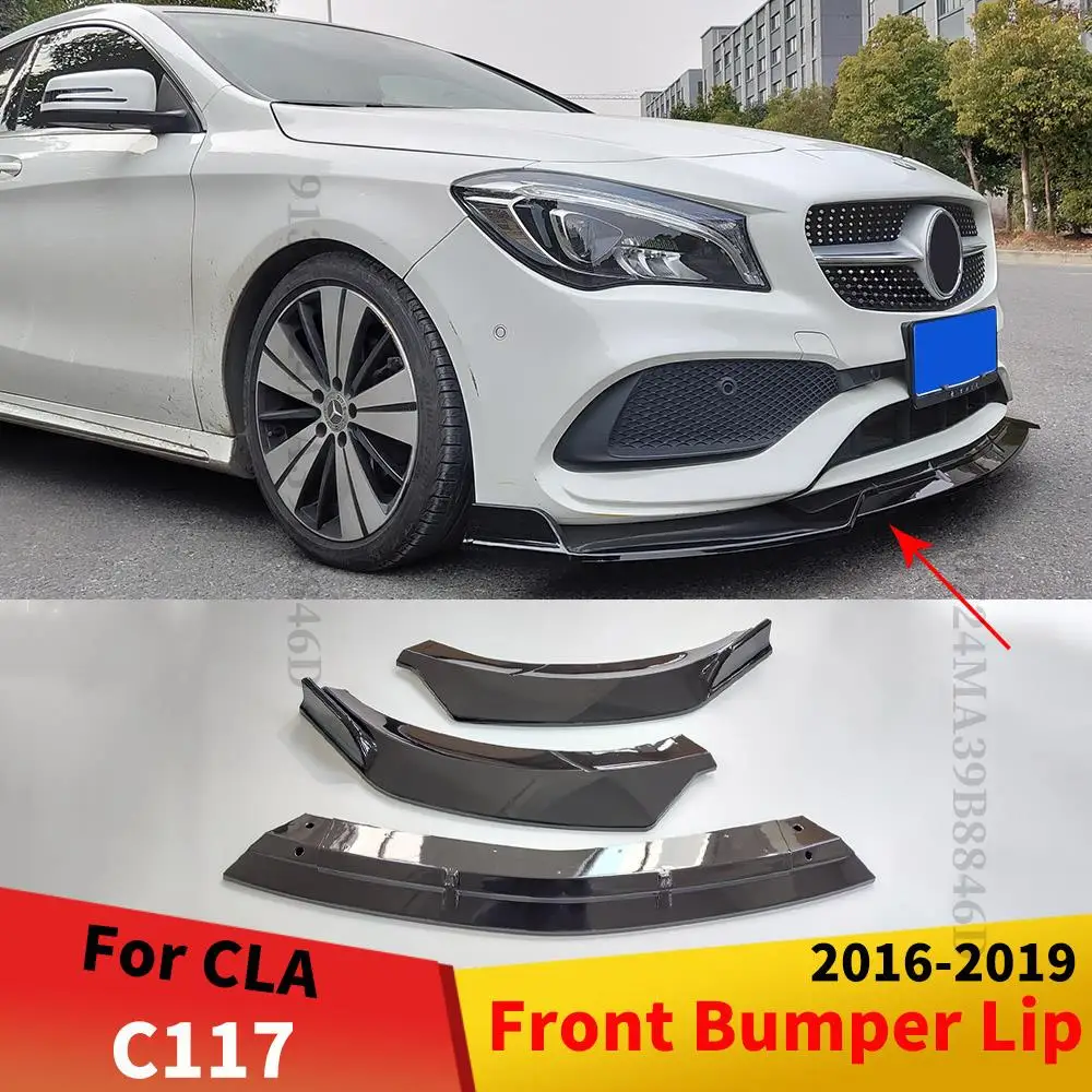 

Front Bumper Lip Chin Accessories Kit For Mercedes Benz CLA C117 2016 2017 2018 2019 W117 180 200 220 260 Guard Decoration Cover
