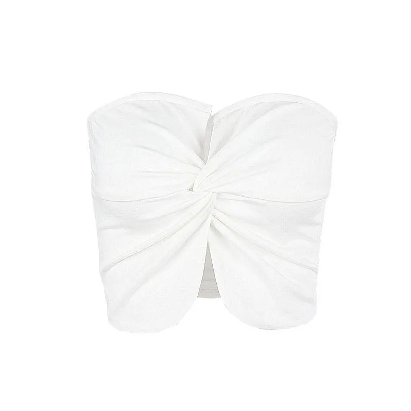 

Y2k Sexy Women'S Summer Short Bowknot Slim Fitting Sleeveless Twisted One Line Collar Strapless Vest Tops 2022 New Fashion