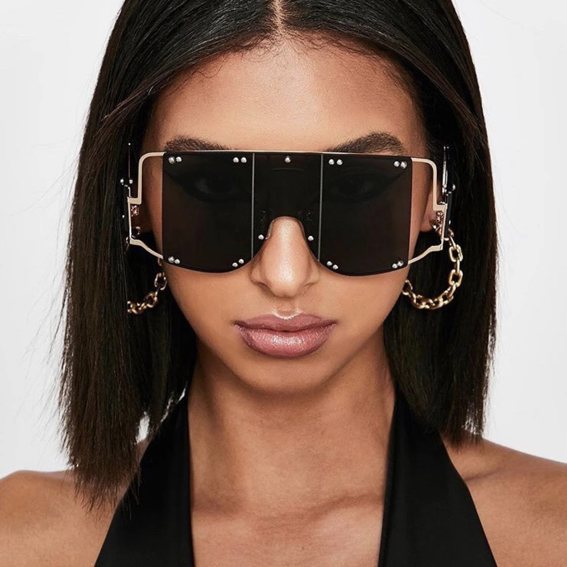 

Солнечные очки в стиле панк UV400 для мужчин и женщин, роскошные модные брендовые дизайнерские солнцезащитные аксессуары в большой оправе, в в...