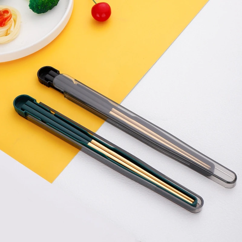 Портативные палочки для еды многоразовые металлические из нержавеющей стали с