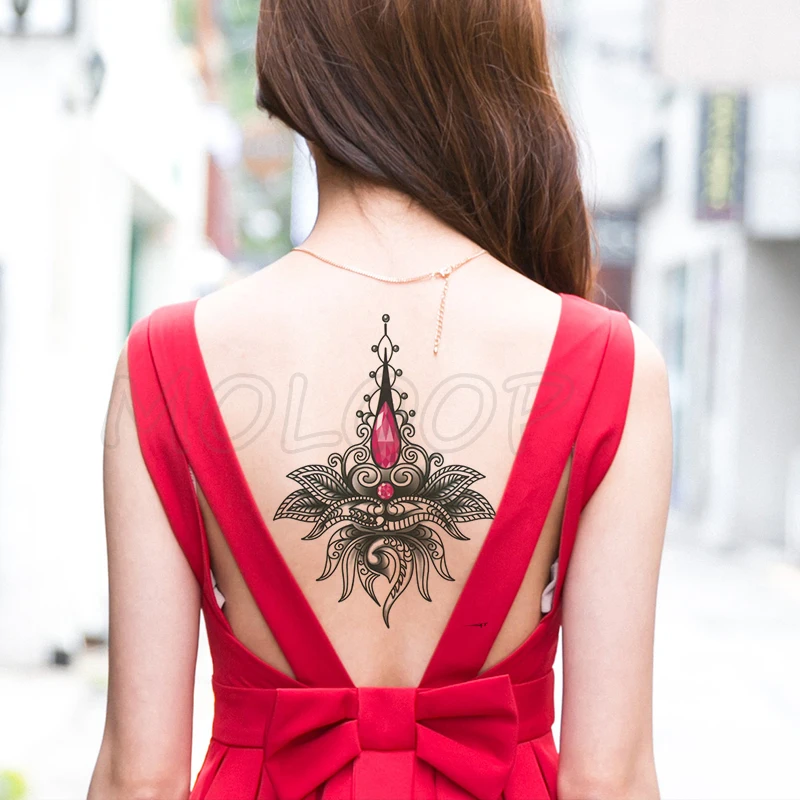 

Tatoo Sticker Fake Tattoo Datura Mandala Flower Totem Diamond Waterproof Temporary Tatto Chest Back Leg Belly for Girl Woman