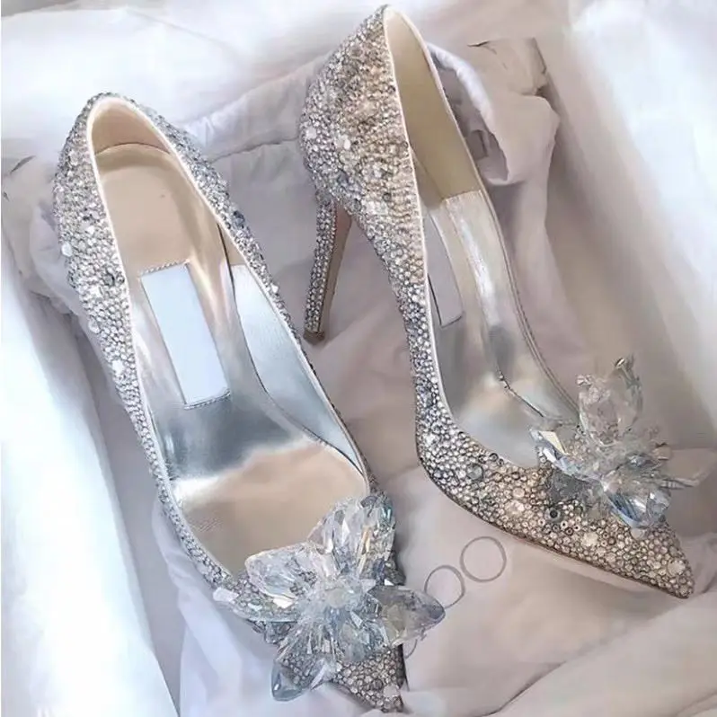 

Women's High Heels Crystal Slippers Wedding Shoes Net Red Shoes