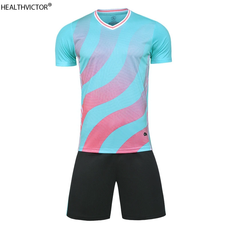 

Быстросохнущие дышащие футболки с коротким рукавом и шорты для взрослых мужчин и женщин, детские футбольные комплекты для мальчиков и дево...