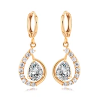 water drop earrings for women natural crystal wedding engagement bridal jewelry real 14k gold dangle diamond earring bohemia