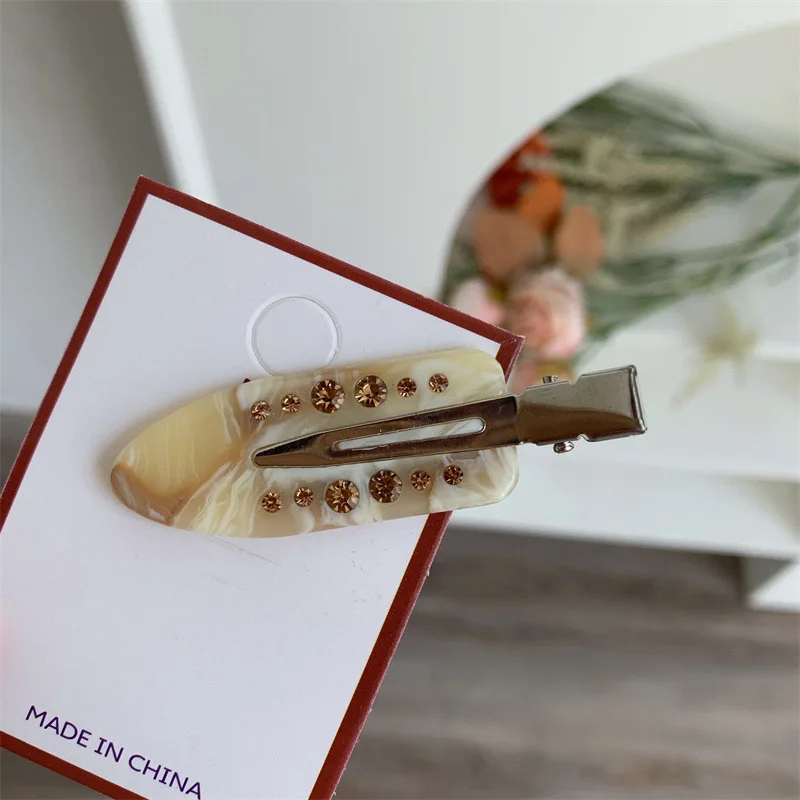 Creative Personality Crystal Brown Color Marble Design Hairpin Hair Clip for Women Girl Cute 2024 NEW Autumn Winter Jewelry