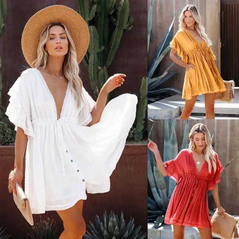 

Summer Womens Clothes Fashion Casual Dress Beach Vacation Style Sexy Loose Backless Children