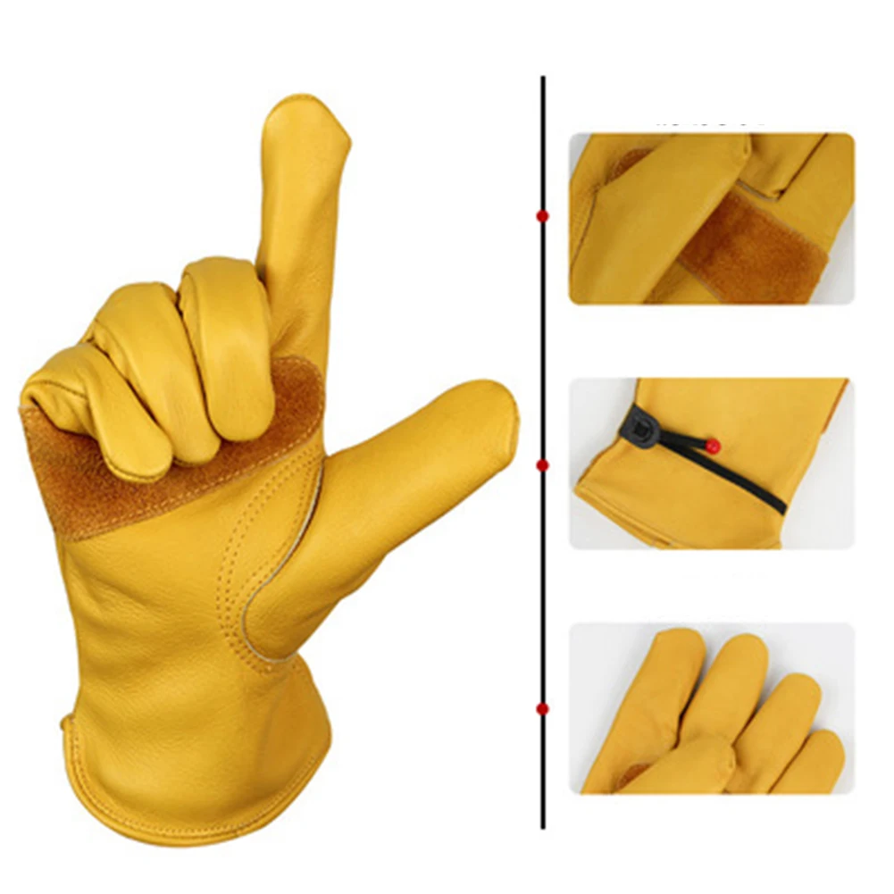 

Желтые рабочие перчатки для водителей, садовые рабочие перчатки из воловьей кожи для домашней работы, защитные рабочие перчатки для мужчин ...
