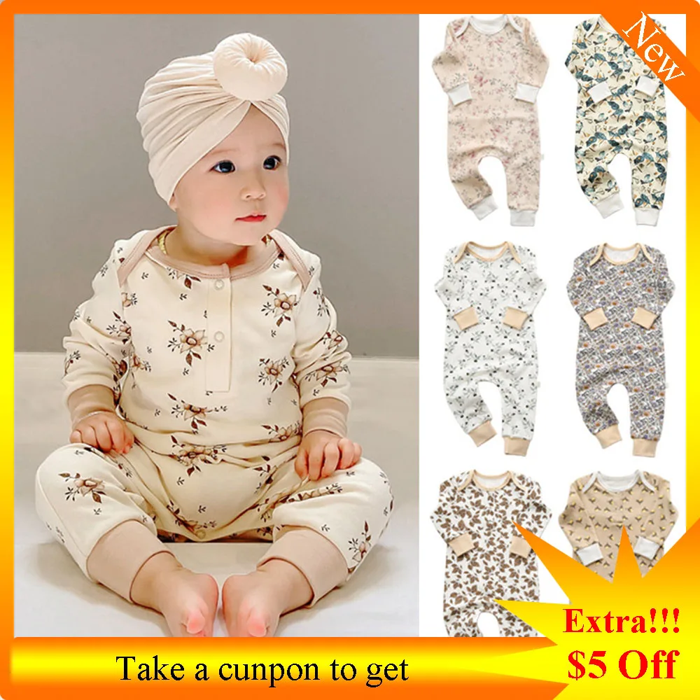 

Комбинезон для новорожденных, с длинным рукавом и цветочным принтом