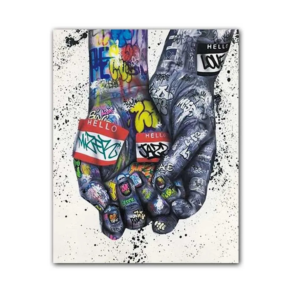 

Metal Tin Sign Graffiti Art Color Poster Victory Gesture Text Abstract Art Canvas Painting Living Room Bar Corridor Home Mural