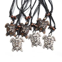 12pcs imitation yak bone carving tribal surfing lucky sea turtles pendants amulet surfer necklaces gift