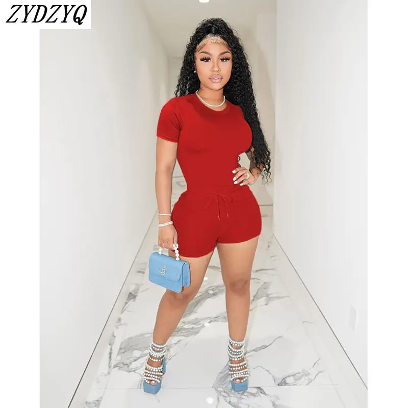 

ZYDZYQ 2 Piece Sets Women Summer T-shirt Shorts Set Y2k Clothes Fashion Sports Casual Vacation Club Outfits Streetwear Wholesale