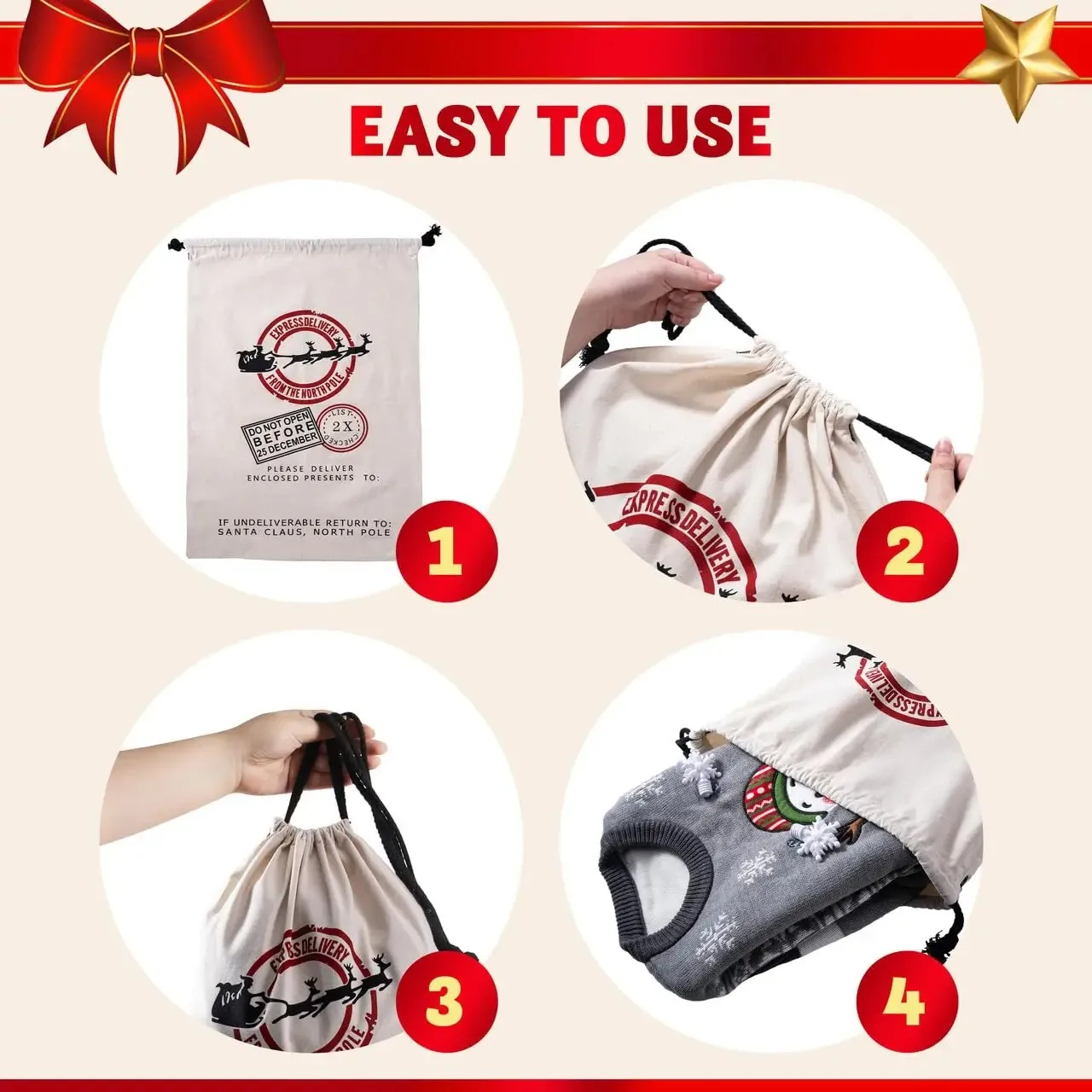 Персонализированный Рождественский Подарочный Пакет С Фотографией Санта-Клауса
