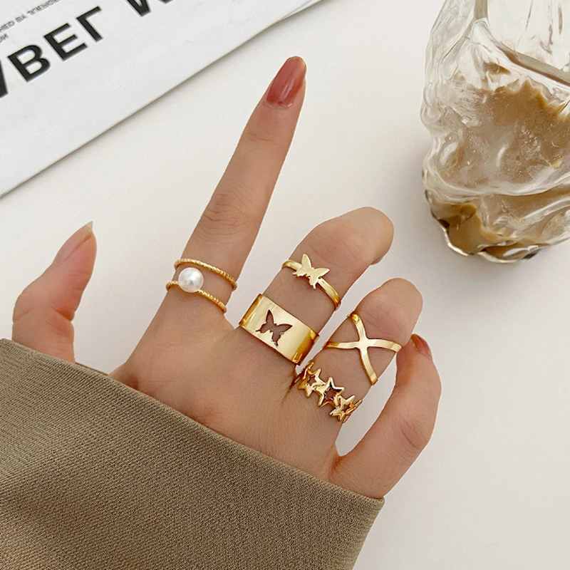

Punk Gold Ring for Women Men Geometric Butterfly Rings Wedding Bands Bridal Ring Fashion Jewelry