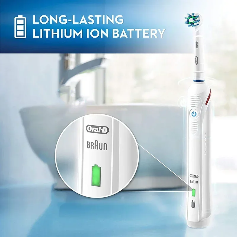 Фото Электрическая зубная щетка Oral B Pro 4000, перезаряжаемая, 3D видимый датчик давления, 4 режима, звуковая зубная щетка для взрослых, чистка полости рта №5