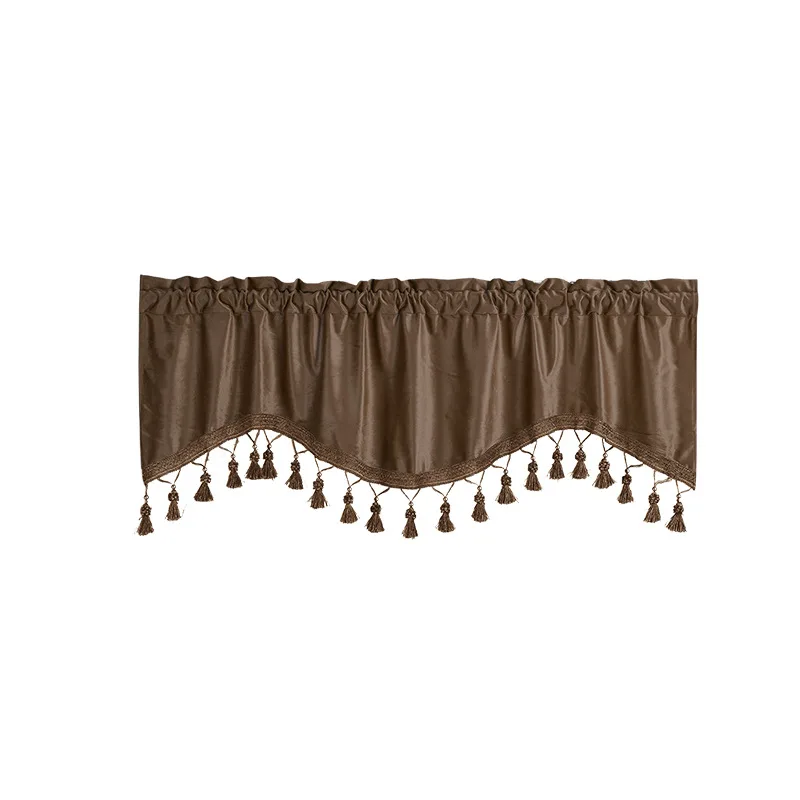 

Double-Sided Chenille Window Curtains Tier Solid Scalloped Waterfall Swag Valance with Tails Rod Pocket for Kitchen Living Room