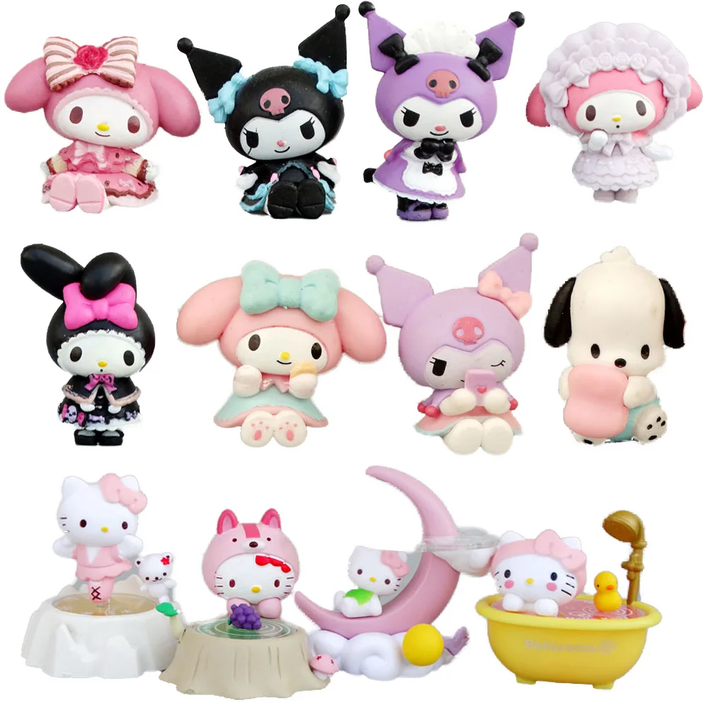 

Sanrioed Kawaii 2-5 см My Melody Kuromi Cinnamoroll мультяшная кукла Луна ванная модель стандартная Gacha кукла машина подарки
