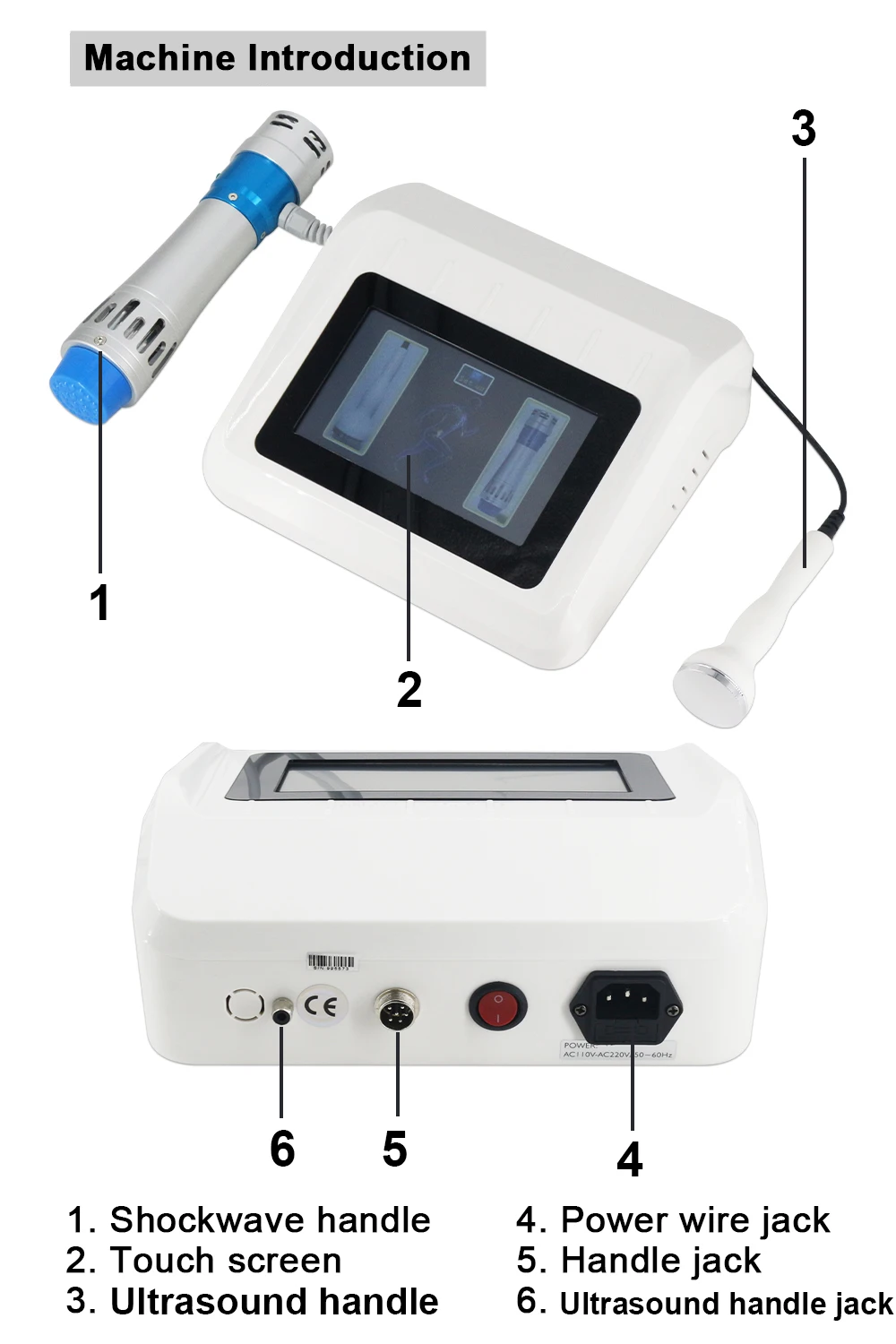 Аппарат для ударно-волновой терапии 300MJ ED 2 в 1 ультразвуковое