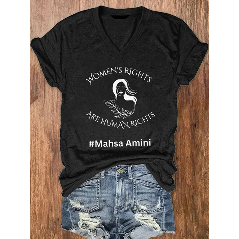 

Rheaclot Mahsa Amini Printing Women's Cotton Crew-Neck T-shirt