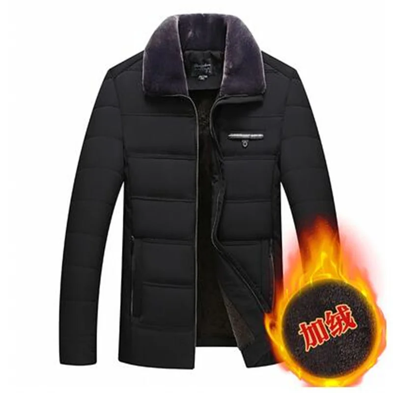 winter warm jacket men coat Cotton clothes Short down jacket with thick velvet Middle-aged and elderly fur collar b290