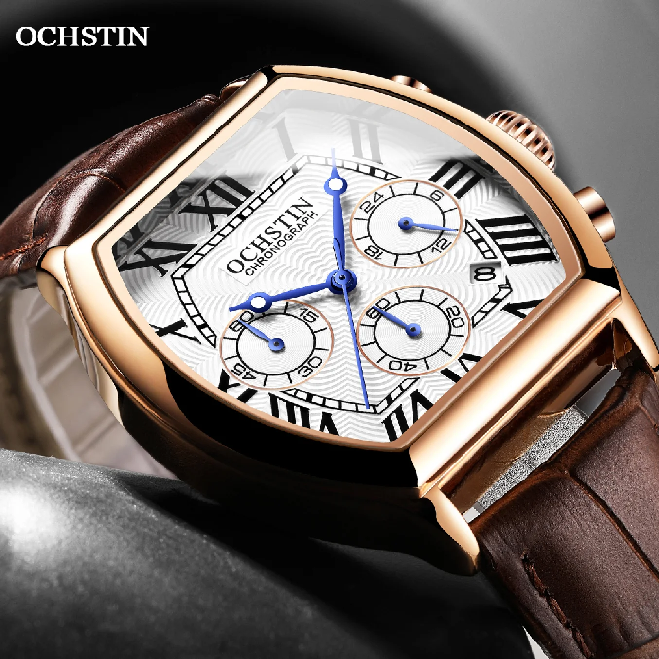 

OCHSTIN 2021 NEW Fashion Men's Square Watch Business Quartz Chronograph Wristwatch Luxury Brand Waterproof ��ѧ�� �ާ�ا�ܧڧ� GQ6132