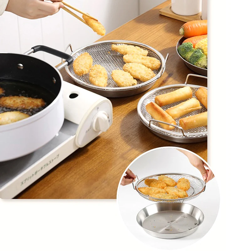 

Fried Filter Stainless Steel Drain Tray Food Tray Drain Tray Frying Pan Oil Filter Cooling Drain Tray Colanders Strainer Drain