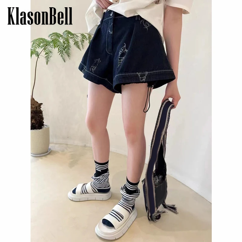 

5,19 KlasonBell Модные женские джинсовые шорты с жаккардовым узором и кулиской