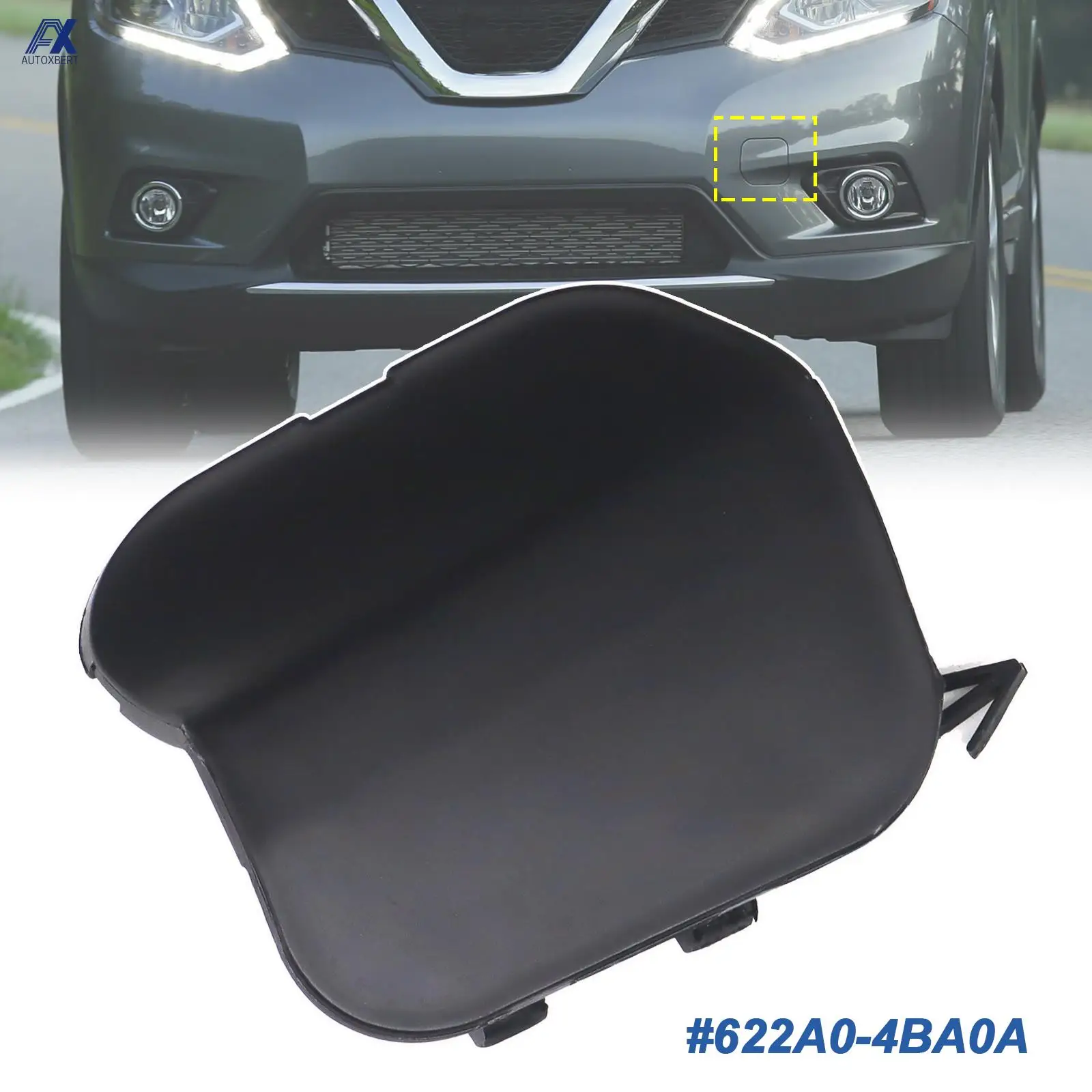 

For Nissan Rogue X-Trail T32 2014 2015 2016 Front Bumper Tow Hook Cap Cover Eye Access Trailer Hole Lid Protector 622A0-4BA0A