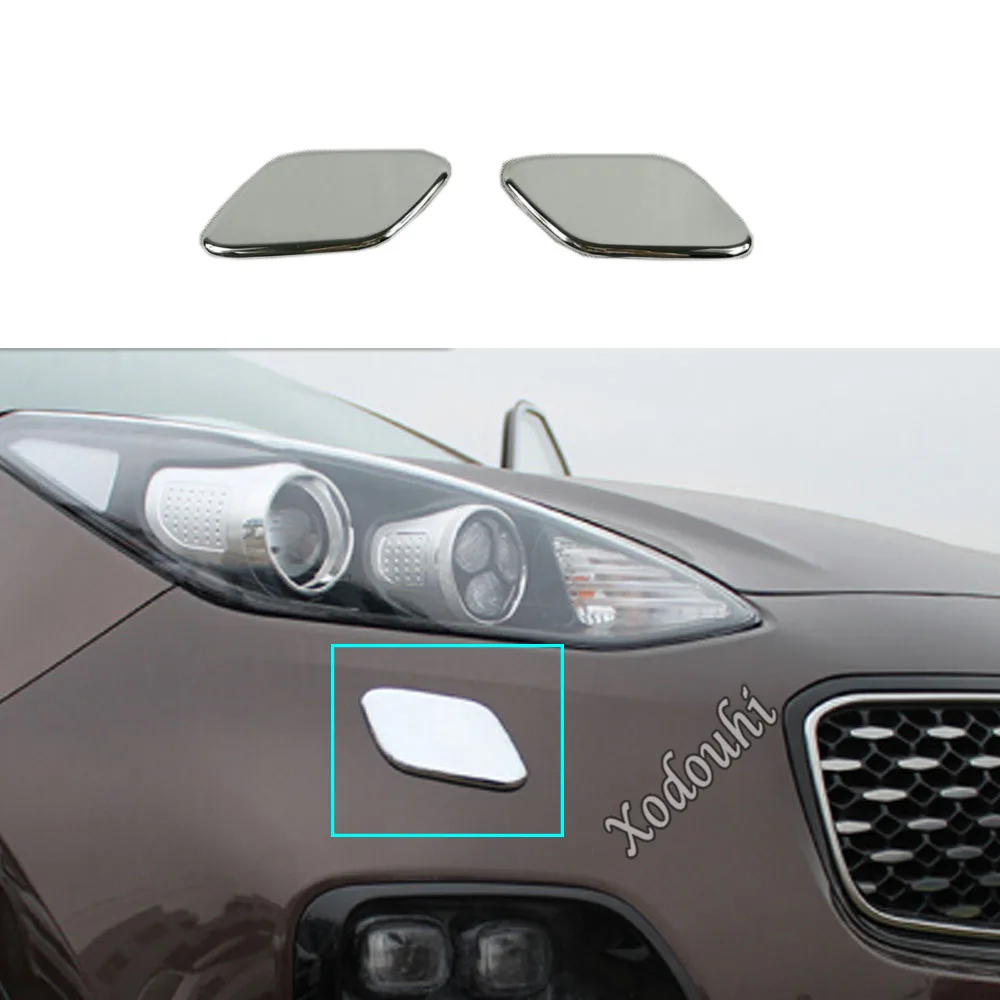 

Car Body Front Head Light Lamp Clean Wash Frame Stick ABS Chrome Cover Trim Hoods 2PCs/set For Kia Sportage KX5 2016 2017 2018