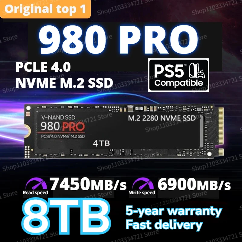 2024 Новый твердотельный накопитель 980Pro 8 ТБ NVMe M.2 2280 1 2 4 Внутренний PCIe 4.0 для