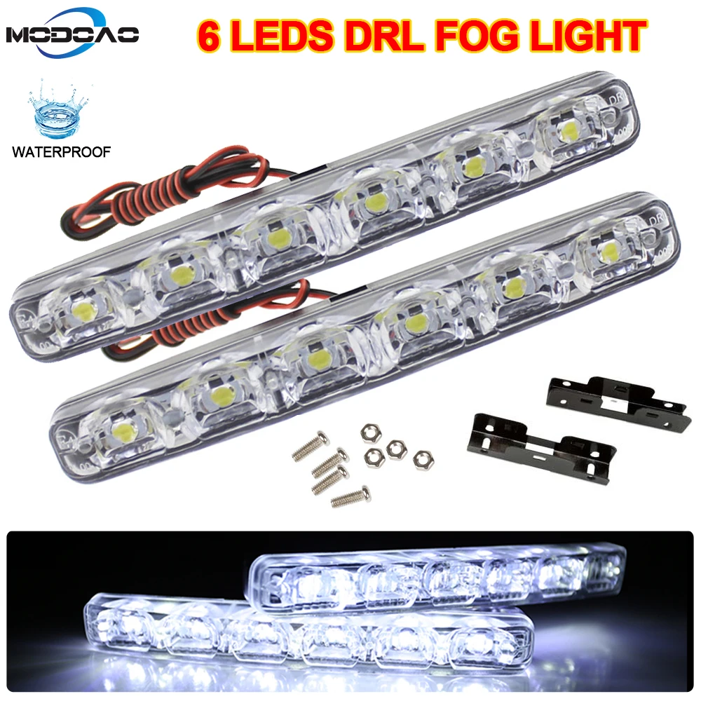 

2pcs DRL Daytime Running Lights Car-styling Fog DRL Daytime Lamp DC12V 6000K Waterproof Super Bright Car Stylish Light