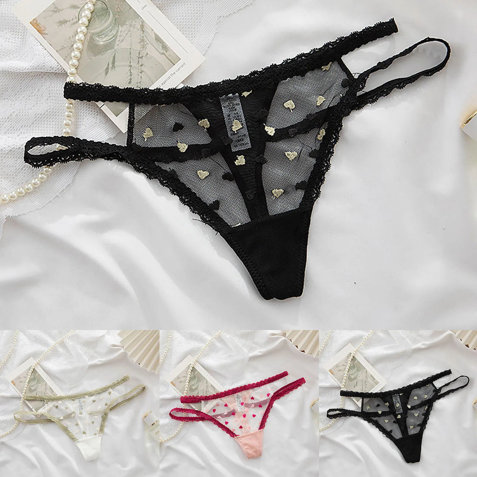 

Womens Panties Lingerie G String Thongs Lace Transparent Seamless Lace Panties Soft Stretch Invisibles Briefs Underwear Knickers