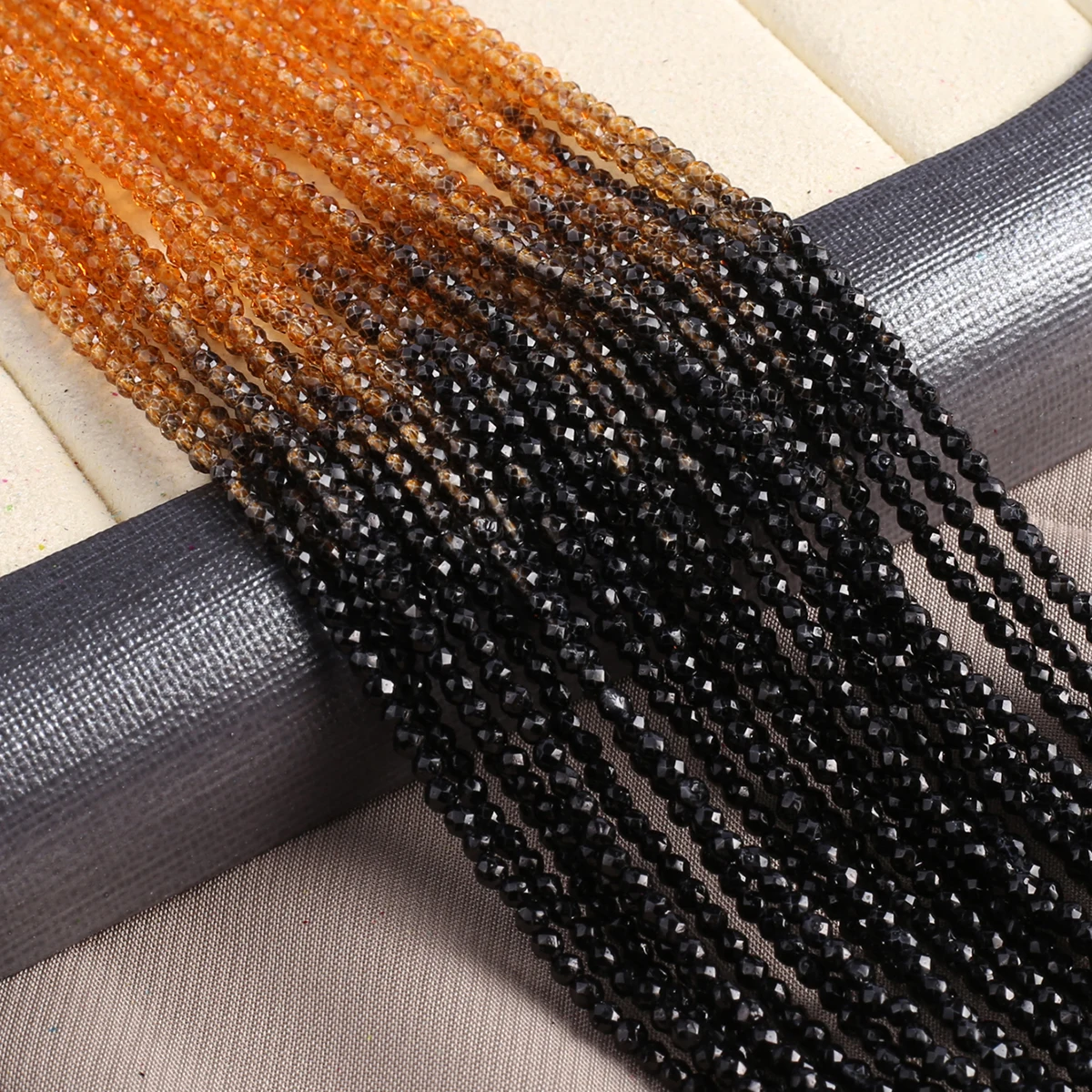 

2/3mm Natural Crystals Stone Beads Strand Black Gradual Spinel Loose Spacer Beads For Jewelry Making DIY Bracelets Necklaces