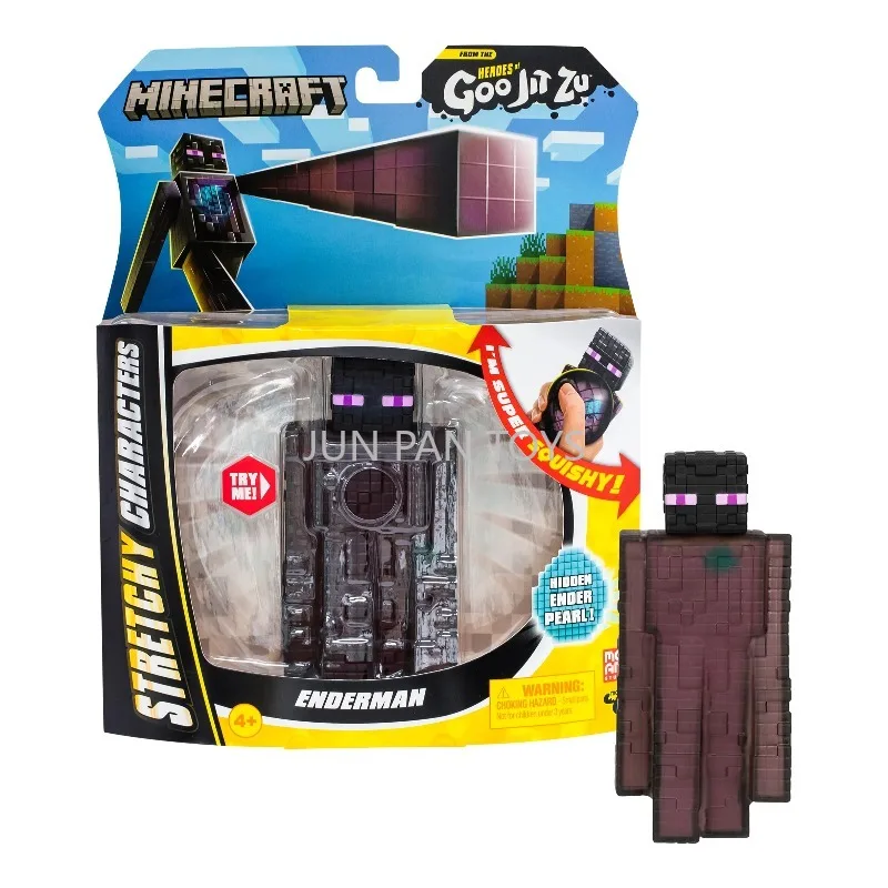 Фото Оригинальные фигурки Goo Jit Zu Minecraft: Стив с алмазным костюмом, зеленый Крипер, черный Эндермен, фиолетовый Эндер-перл. Подарки для детей, игрушки. №2