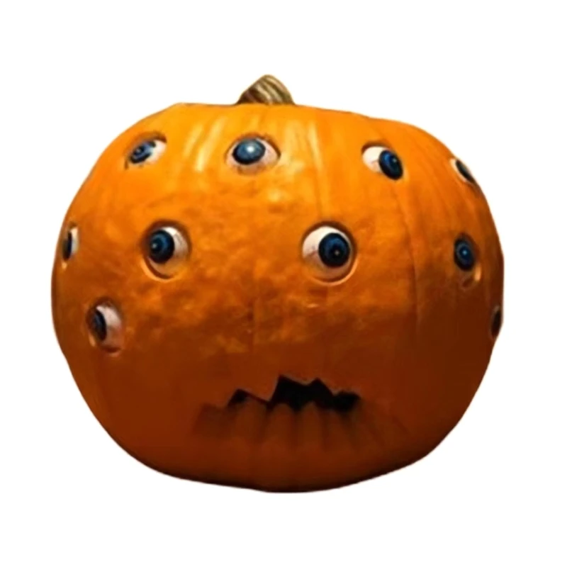 

Halloween Pumpkin Decorations, Resin Multi Eye Slanted Eyes Pumpkin Ornament for Living Room Figurines Creative Decor