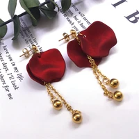 sweet rose petals flower dangel earrings romantic acrylic drop earrings for women trend luxury pendant jewelry accessories ev34s